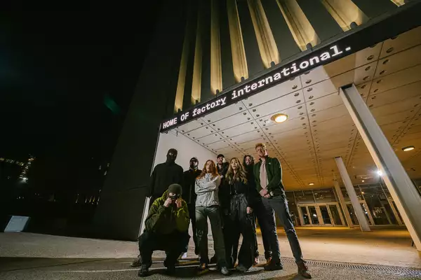 The line up of the Street Culture Shut Down Party in front of Aviva Studios