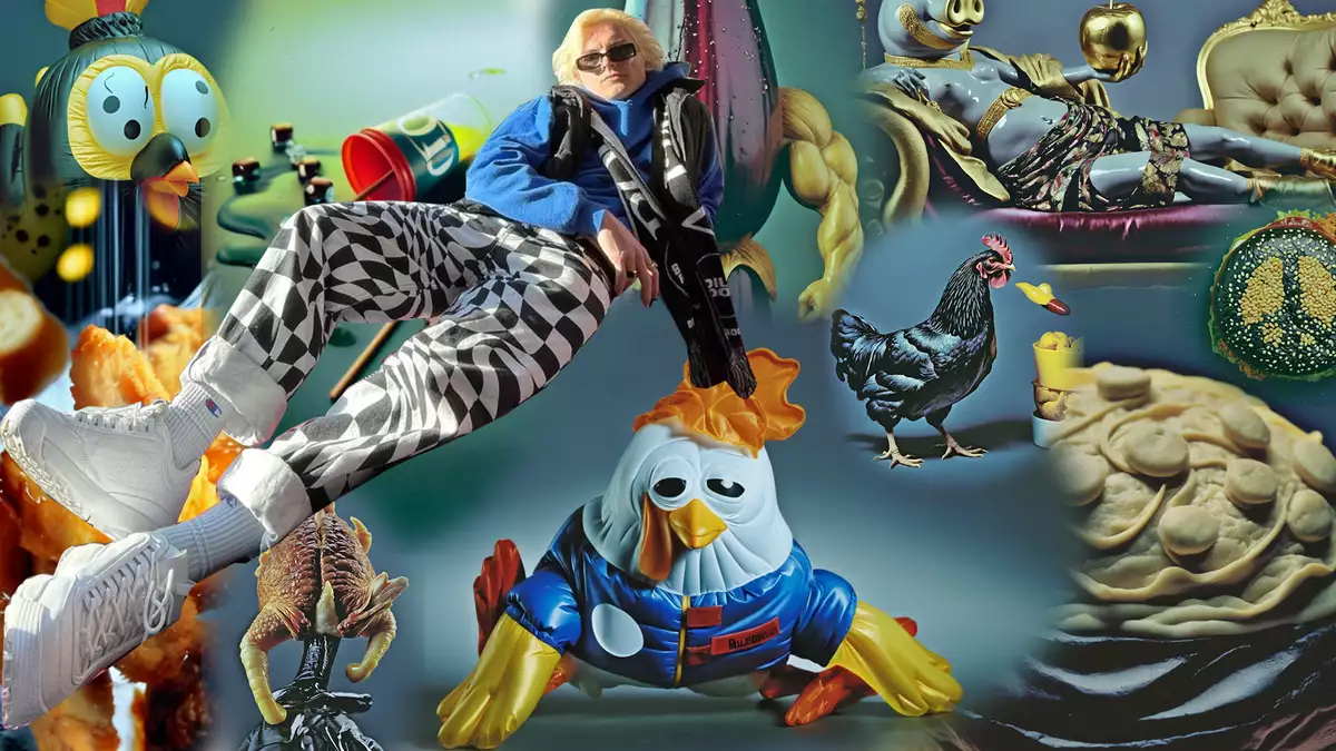 Various rubber and inflatable chickens by Nilor Corp